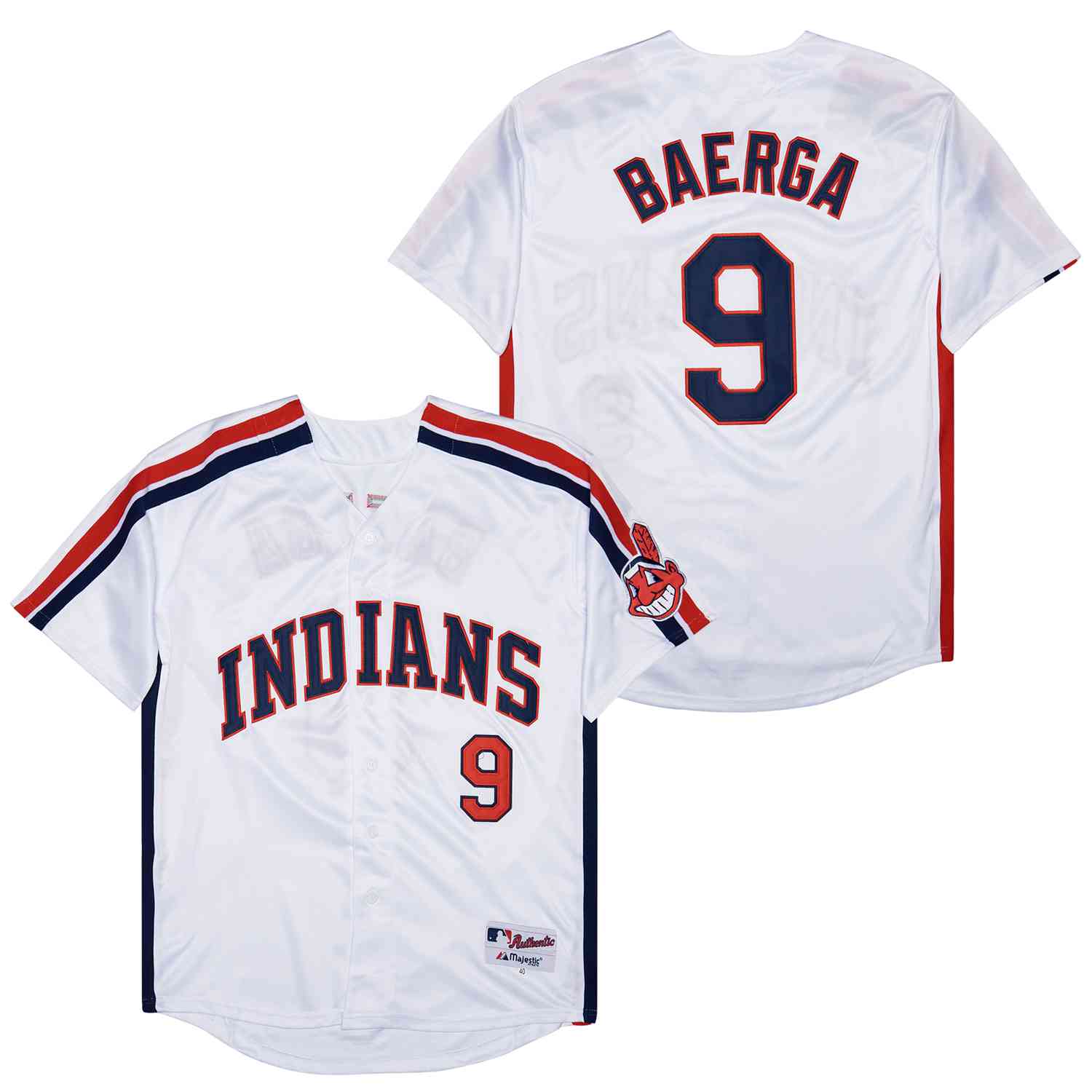 Jersey Cleveland Indians Carlos Baega Majestic Authentic Branca - OGJERSEYSHOP